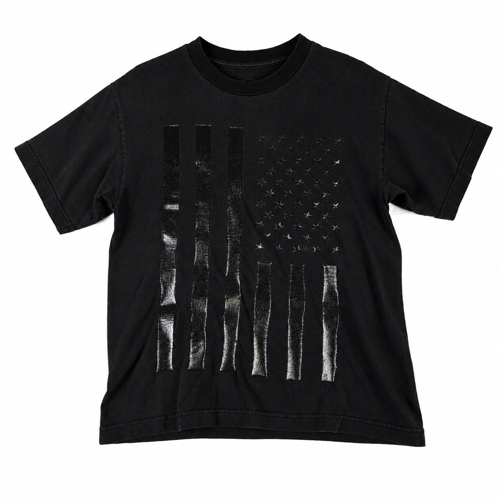 Kreative Content Women's Small Black American Flag Graphic T-Shirt Short Sleeve